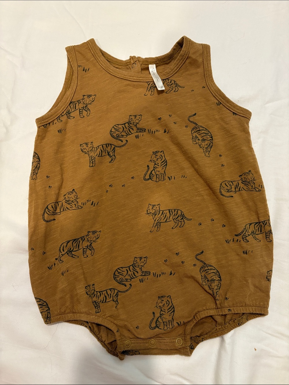 Rylee + Cru Mustard Brown Tiger Print Onesie